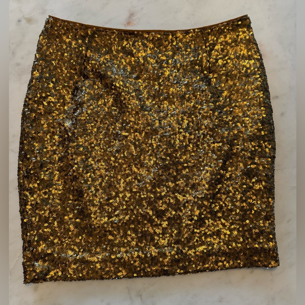 Cache Gold Mini Sequined Skirt Size 0 - image 1